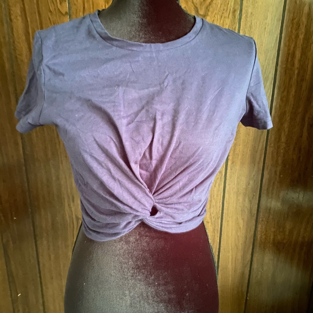 navy blue front knot crop top